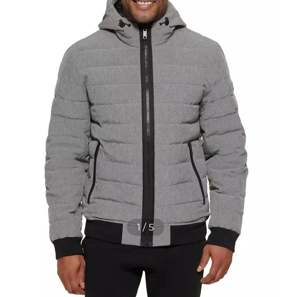 Donna Karan Men's hooded Gray Puffer‎ Jacket